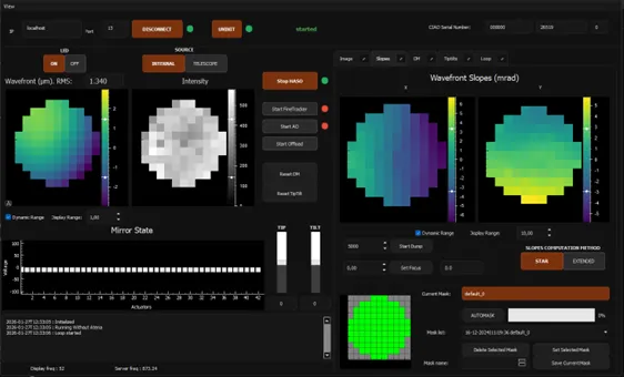 Figure 3: Wavesky Client displaying the Slopes tab with AO OF